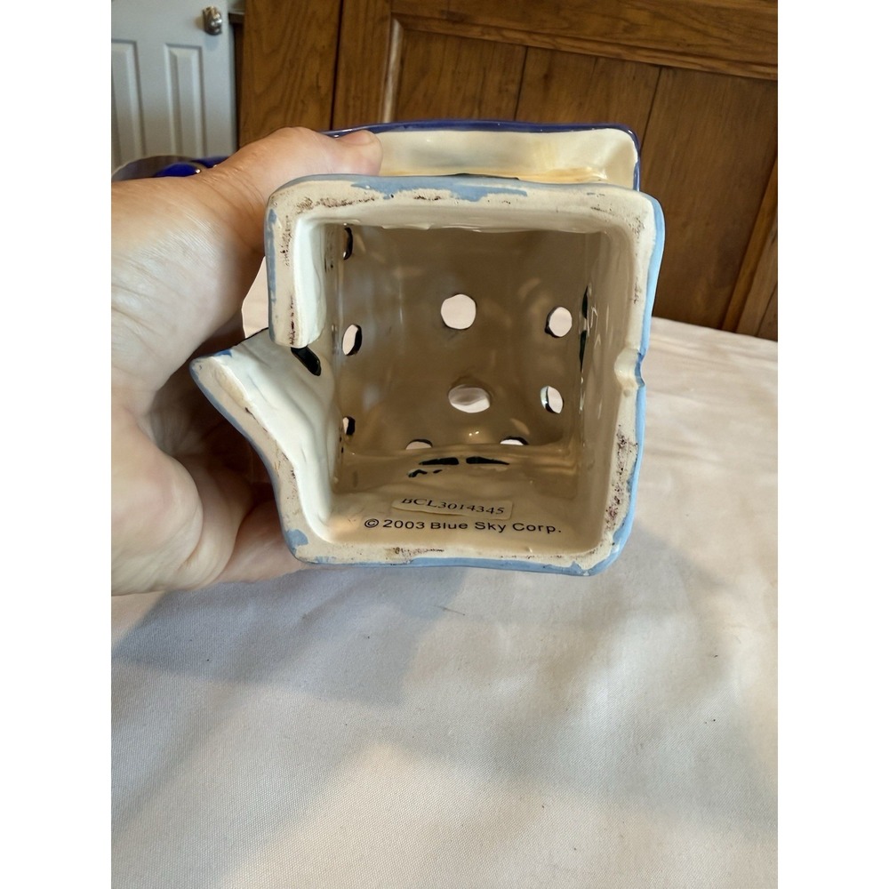 Vtg Blue Sky Joy Ceramic Candle House Dragonfly Signed Heather Goldminc 2003 - Picture 8 of 9